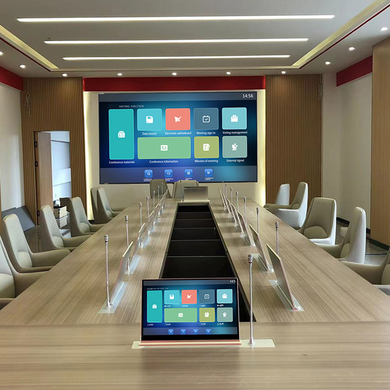 Verborgen desktop opklapbare monitor Papierloos conferentiesysteem